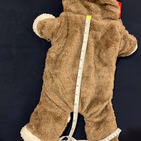 NWT Dog Reindeer costume / coat faux fur brown and white size M - Picture 8 of 8